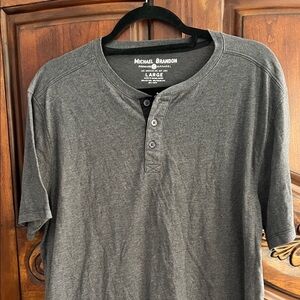 Michael Brandon Charcoal Henley Tee- Size L